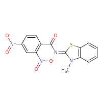 2d structure of N-(3-methyl-2,3-dihydro-1,3-benzothiazol-2-ylidene)-2,4-dinitrobenzamide
