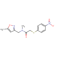 2d structure of N-methyl-N-[(5-methyl-1,2-oxazol-3-yl)methyl]-2-[(4-nitrophenyl)sulfanyl]acetamide