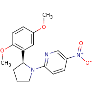 2d structure of 2-[(2S)-2-(2,5-dimethoxyphenyl)pyrrolidin-1-yl]-5-nitropyridine