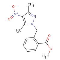 2d structure of methyl 2-[(3,5-dimethyl-4-nitro-1H-pyrazol-1-yl)methyl]benzoate