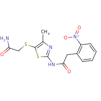 2d structure of 2-({4-methyl-2-[2-(2-nitrophenyl)acetamido]-1,3-thiazol-5-yl}sulfanyl)acetamide