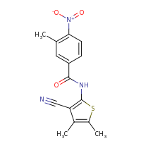 2d structure of N-(3-cyano-4,5-dimethylthiophen-2-yl)-3-methyl-4-nitrobenzamide