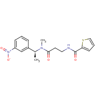 2d structure of N-methyl-N-[(1S)-1-(3-nitrophenyl)ethyl]-3-(thiophen-2-ylformamido)propanamide