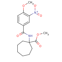 2d structure of methyl 1-[(4-methoxy-3-nitrobenzene)amido]cycloheptane-1-carboxylate