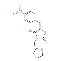 2d structure of (5E)-5-[(4-nitrophenyl)methylidene]-3-[(2R)-oxolan-2-ylmethyl]-2-sulfanylidene-1,3-thiazolidin-4-one