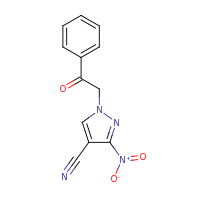 2d structure of 3-nitro-1-(2-oxo-2-phenylethyl)-1H-pyrazole-4-carbonitrile