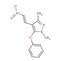 2d structure of 1,3-dimethyl-4-[(E)-2-nitroethenyl]-5-phenoxy-1H-pyrazole