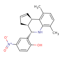 2d structure of 2-[(3aS,4S,9bR)-6,9-dimethyl-3H,3aH,4H,5H,9bH-cyclopenta[c]quinolin-4-yl]-4-nitrophenol