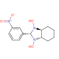 2d structure of (3aS,7aS)-2-(3-nitrophenyl)-octahydro-1H-1,3-benzodiazole-1,3-diol