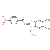 2d structure of N-(3-ethyl-5,6-dimethyl-2,3-dihydro-1,3-benzothiazol-2-ylidene)-4-nitrobenzamide