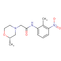 2d structure of N-(2-methyl-3-nitrophenyl)-2-[(2S)-2-methylmorpholin-4-yl]acetamide