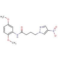 2d structure of N-(2,5-dimethoxyphenyl)-4-(4-nitro-1H-pyrazol-1-yl)butanamide