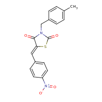 2d structure of (5Z)-3-[(4-methylphenyl)methyl]-5-[(4-nitrophenyl)methylidene]-1,3-thiazolidine-2,4-dione