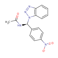 2d structure of N-[(S)-1H-1,2,3-benzotriazol-1-yl(4-nitrophenyl)methyl]acetamide