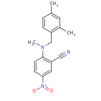 2d structure of 2-{[(2,4-dimethylphenyl)methyl](methyl)amino}-5-nitrobenzonitrile