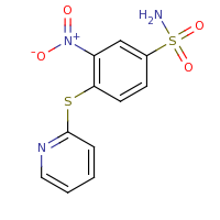 2d structure of 3-nitro-4-(pyridin-2-ylsulfanyl)benzene-1-sulfonamide