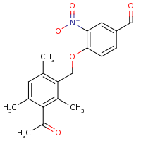 2d structure of 4-[(3-acetyl-2,4,6-trimethylphenyl)methoxy]-3-nitrobenzaldehyde