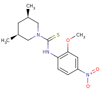 2d structure of (3R,5S)-N-(2-methoxy-4-nitrophenyl)-3,5-dimethylpiperidine-1-carbothioamide