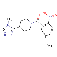 2d structure of 4-(4-methyl-4H-1,2,4-triazol-3-yl)-1-{[5-(methylsulfanyl)-2-nitrophenyl]carbonyl}piperidine