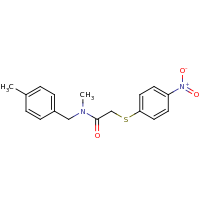 2d structure of N-methyl-N-[(4-methylphenyl)methyl]-2-[(4-nitrophenyl)sulfanyl]acetamide
