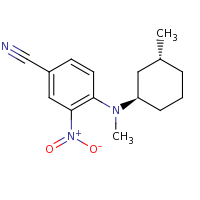 2d structure of 4-{methyl[(1R,3R)-3-methylcyclohexyl]amino}-3-nitrobenzonitrile