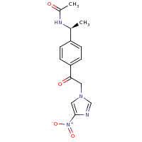 2d structure of N-[(1S)-1-{4-[2-(4-nitro-1H-imidazol-1-yl)acetyl]phenyl}ethyl]acetamide