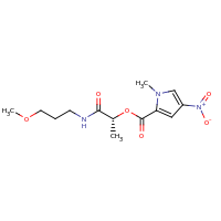 2d structure of (1R)-1-[(3-methoxypropyl)carbamoyl]ethyl 1-methyl-4-nitro-1H-pyrrole-2-carboxylate