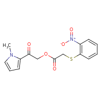 2d structure of 2-(1-methyl-1H-pyrrol-2-yl)-2-oxoethyl 2-[(2-nitrophenyl)sulfanyl]acetate