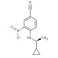 2d structure of 4-{[(1S)-1-cyclopropylethyl]amino}-3-nitrobenzonitrile