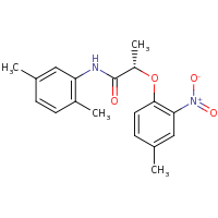 2d structure of (2S)-N-(2,5-dimethylphenyl)-2-(4-methyl-2-nitrophenoxy)propanamide