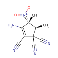 2d structure of (4R,5S)-3-amino-4,5-dimethyl-4-nitrocyclopent-2-ene-1,1,2-tricarbonitrile