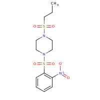 2d structure of 1-[(2-nitrobenzene)sulfonyl]-4-(propane-1-sulfonyl)piperazine