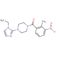 2d structure of 1-(1-ethyl-1H-imidazol-2-yl)-4-[(2-methyl-3-nitrophenyl)carbonyl]piperazine