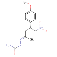 2d structure of [(E)-[(4R)-4-(4-methoxyphenyl)-5-nitropentan-2-ylidene]amino]urea