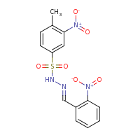 2d structure of 4-methyl-3-nitro-N'-[(1E)-(2-nitrophenyl)methylidene]benzene-1-sulfonohydrazide