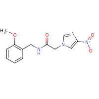 2d structure of N-[(2-methoxyphenyl)methyl]-2-(4-nitro-1H-imidazol-1-yl)acetamide