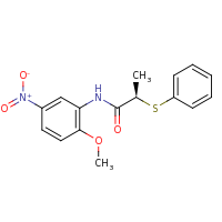 2d structure of (2R)-N-(2-methoxy-5-nitrophenyl)-2-(phenylsulfanyl)propanamide