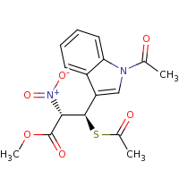 2d structure of methyl (2S,3R)-3-(1-acetyl-1H-indol-3-yl)-3-(acetylsulfanyl)-2-nitropropanoate