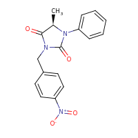 2d structure of (5R)-5-methyl-3-[(4-nitrophenyl)methyl]-1-phenylimidazolidine-2,4-dione
