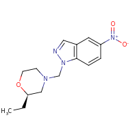 2d structure of 1-{[(2R)-2-ethylmorpholin-4-yl]methyl}-5-nitro-1H-indazole