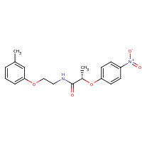 2d structure of (2S)-N-[2-(3-methylphenoxy)ethyl]-2-(4-nitrophenoxy)propanamide