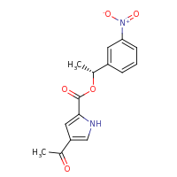 2d structure of (1R)-1-(3-nitrophenyl)ethyl 4-acetyl-1H-pyrrole-2-carboxylate