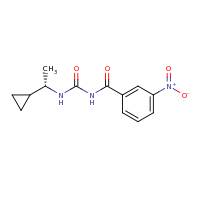 2d structure of 3-[(1S)-1-cyclopropylethyl]-1-[(3-nitrophenyl)carbonyl]urea
