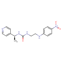 2d structure of 1-{2-[(4-nitrophenyl)amino]ethyl}-3-[(1S)-1-(pyridin-4-yl)ethyl]urea
