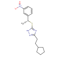 2d structure of 3-(2-cyclopentylethyl)-5-{[(1R)-1-(3-nitrophenyl)ethyl]sulfanyl}-1H-1,2,4-triazole