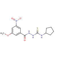 2d structure of N-[(cyclopentylcarbamothioyl)amino]-3-methoxy-5-nitrobenzamide