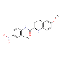 2d structure of (2R)-2-[(4-methoxyphenyl)amino]-N-(2-methyl-4-nitrophenyl)butanamide