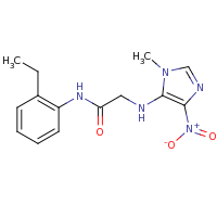 2d structure of N-(2-ethylphenyl)-2-[(1-methyl-4-nitro-1H-imidazol-5-yl)amino]acetamide