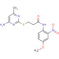 2d structure of 3-[(4-amino-6-methylpyrimidin-2-yl)sulfanyl]-N-(4-methoxy-2-nitrophenyl)propanamide