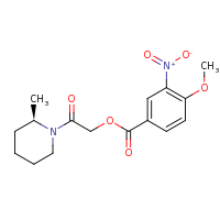 2d structure of 2-[(2R)-2-methylpiperidin-1-yl]-2-oxoethyl 4-methoxy-3-nitrobenzoate